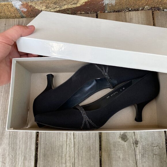 Vintage Stuart Weitzman Womens Pump Size 6 Black Satin High Heels - Picture 12 of 13